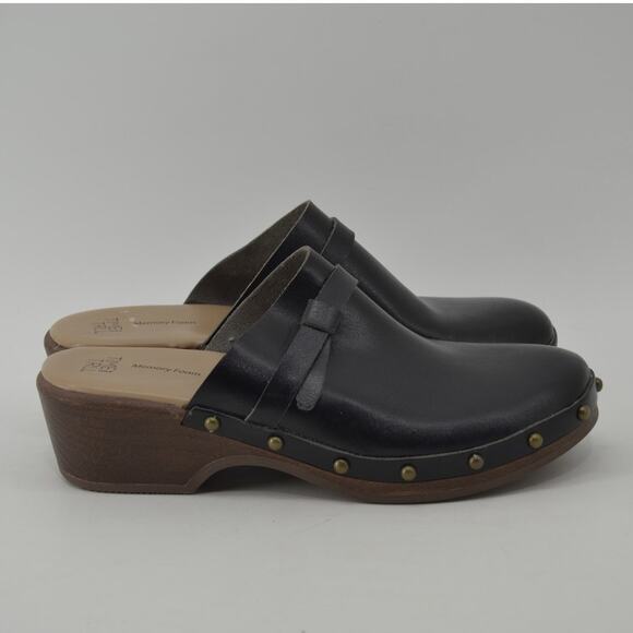 Time and Tru Womens Sz 8 Clogs Black Faux Leather Y2K Style - Picture 3 of 13